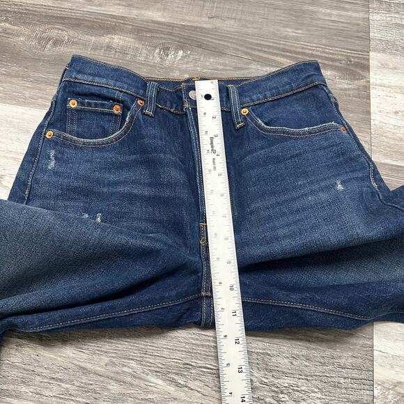 Levis 501 Faded Blue Womens 25x28 Button Fly Frayed Hem Straight Jeans Red Tab - Picture 10 of 13